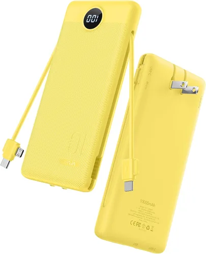 Miniatura 10 de VRURC Cargador Portátil con Enchufe de Pared, 10000mAh Cargador Portátil Delgado con Cables Integrados, PD 20W Banco de Energía de Carga Rápida