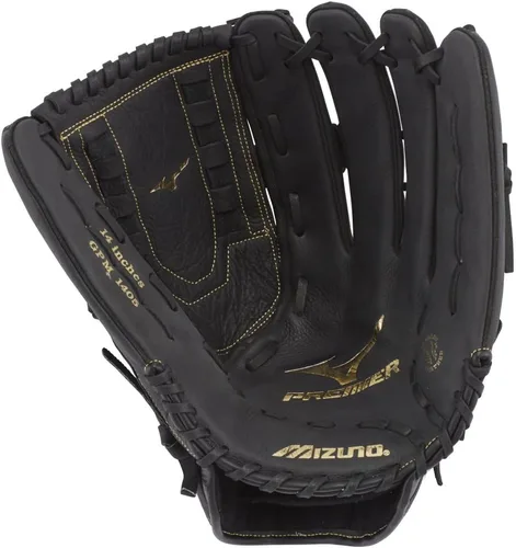 Miniatura 2 de Mizuno Adult Premier Series Slowpitch Softball Glove Tela de tartán - Negro/Oro