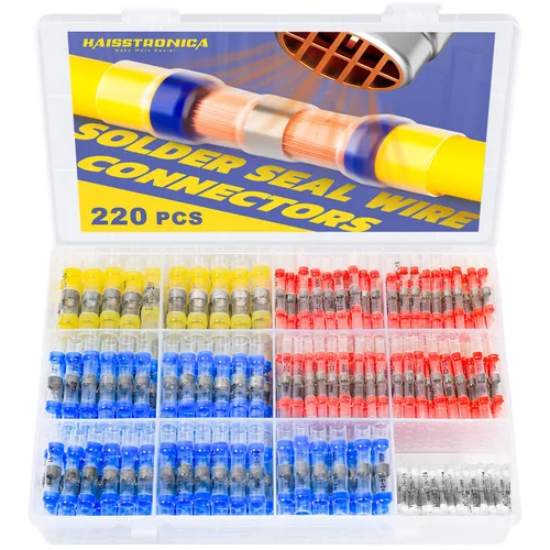Miniatura 11 de haisstronica Kit de 400 conectores de alambre de sellado de soldadura, conectores de alambre termorretráctiles de grado marino de calibre 26-10