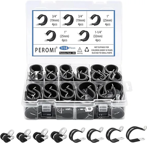 Miniatura 11 de 12 piezas de abrazaderas de cable dobles de 1-1/2" con refuerzo remachado actualizado, abrazaderas de tubo de bucle aislado con almohadilla de goma