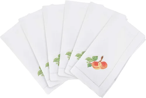 Miniatura 22 de Juego de 6 servilletas bordadas de magnolia hechas a mano con borde cosido