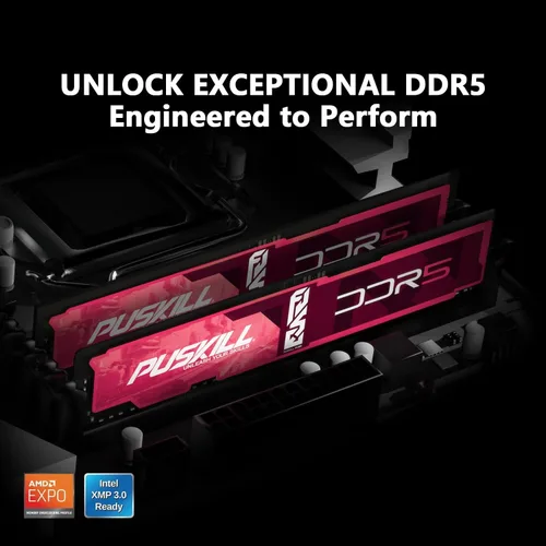 Miniatura 3 de PUSKILL Memoria de escritorio DDR5 RAM de 32 GB (2 x 16 GB) 6000 MHz CL30 Actualización de PC gaming de latencia ultrabaja Intel XMP 3.0 y AMD