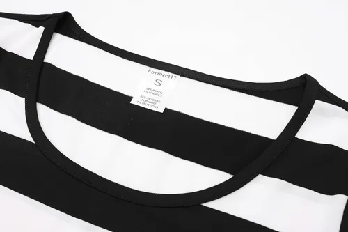 Miniatura 5 de Formeet17 Camiseta de manga larga a rayas para mujer, camiseta casual con cuello redondo