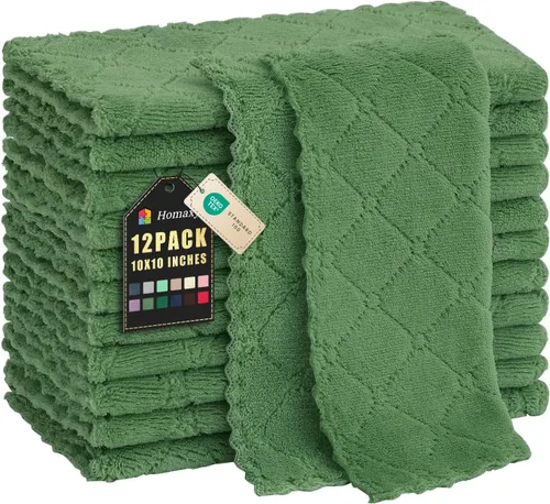 Miniatura 35 de Homaxy - Paquete de 12 trapos de cocina (10 x 10 pulgadas, morado), de terciopelo coral, supersuaves y absorbentes, de secado rápido, paño