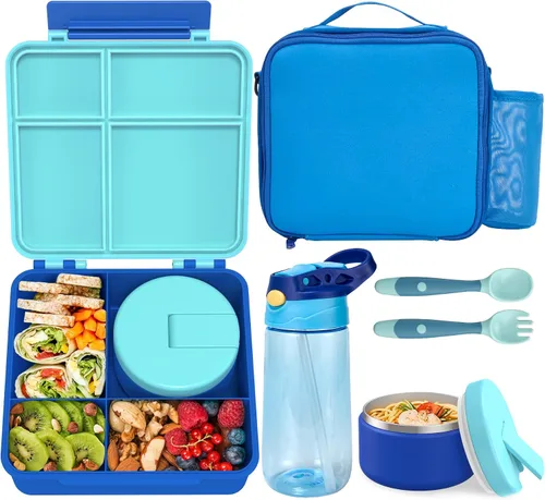 Miniatura 10 de Caja de almuerzo Bento para niños con termo para sopa de 8oz, botella de agua, contenedores de comida para almuerzo a prueba de fugas para niños