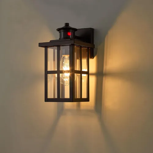 Miniatura 5 de MICSIU Luminaria Exterior con Sensor de Movimiento de Bronce, Aplique de Pared Exterior de 11.75 Pulgadas de Anochecer a Amanecer, Luces de Farol