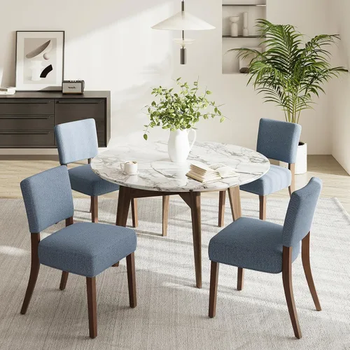 Miniatura 15 de COLAMY Juego de 2 sillas tapizadas para comedor, sillas de cocina de tela con asiento y respaldo acolchados, patas de madera maciza, sillas modernas
