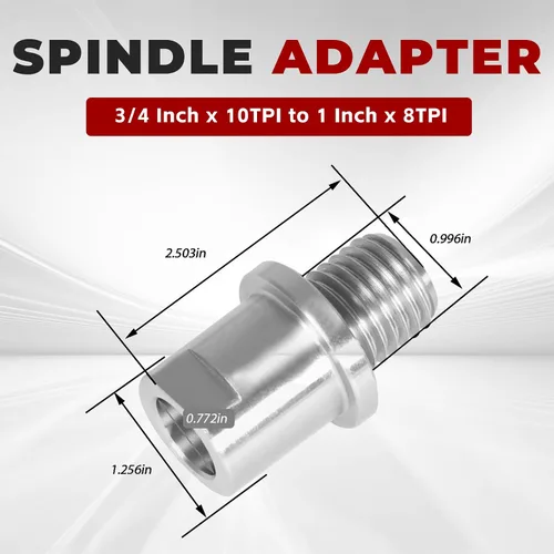 Miniatura 5 de findmall Adaptador de husillo de cabezal de torno que convierte 1-1/4 pulgadas x 8TPI a 1 pulgada x 8TPI para torno de carpintería