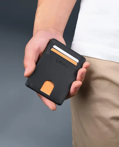 Miniatura 144 de Buffway Billetera delgada para hombre, minimalista con bolsillo frontal delgado, tarjetero de cuero con bloqueo RFID para viajes de trabajo