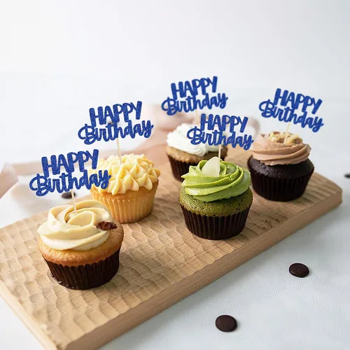 Miniatura 9 de Gyufise 24 piezas Adornos para pastel de cumpleaños con púas brillantes para magdalenas, para celebrar la decoración de pastel de fiesta temática