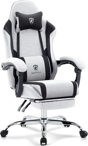 Miniatura 10 de Silla Gaming, Silla de Oficina para Computadora con Reposapiés, Soporte Lumbar de Masaje y Almohadilla de Gel, Silla Ergonómica Reclinable Ajustable