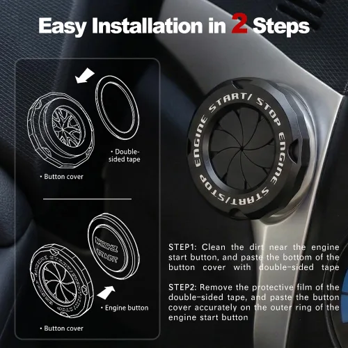 Miniatura 5 de Cubierta de Botón de Arranque Giratorio, Accesorios de Motor de Coche Push to Start Stop, Cubierta de Interruptor de Encendido Automático, Regalo