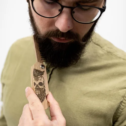 Miniatura 6 de Enjoy The Wood - Peine para barba de madera para hombres, accesorios plegables de bolsillo para barba para hombres, peine de nogal grabado