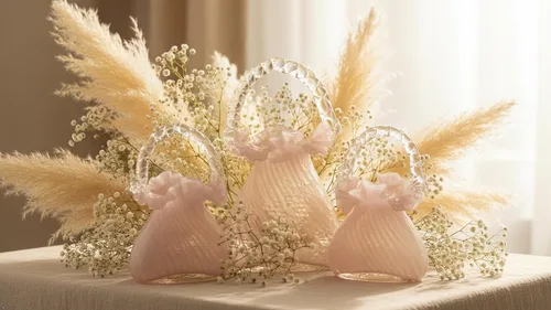 Miniatura 4 de Juego de jarrón de cristal rosa, decoración de bolso para uso versátil y decoración de diseño elegante decorativo