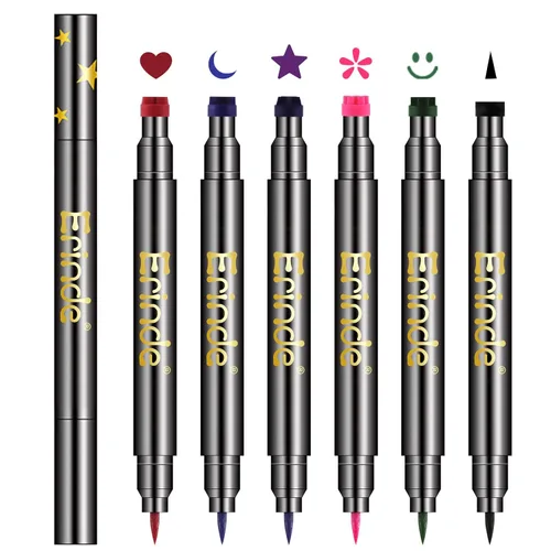 Miniatura 9 de Erinde Sello delineador de ojos con alas, 2 bolígrafos, delineador líquido impermeable y sello para ojos de gato perfectos, herramienta de plantilla