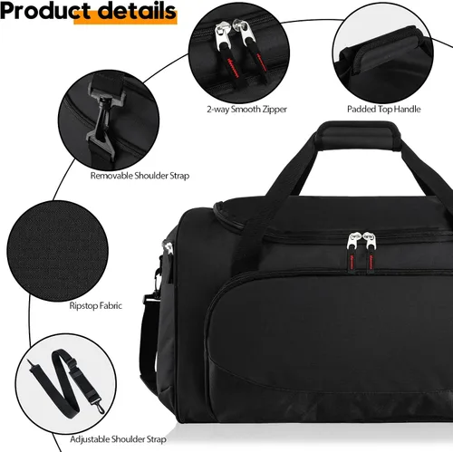 Miniatura 5 de Bolsa de gimnasio para hombre, 55 L, duradera, grande, para viajes, entrenamiento, fitness