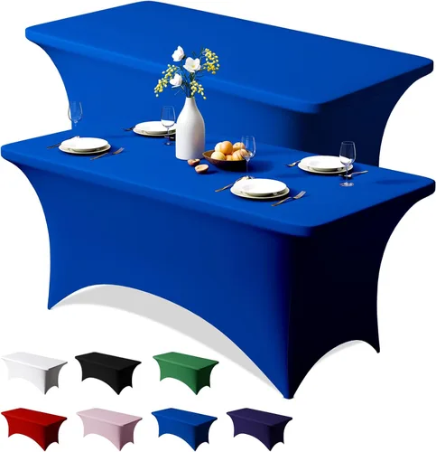 Miniatura 15 de Trlyc Paquete de 1 mantel rectangular de elastano de 4 pies – 48 x 30 pulgadas, resistente a las arrugas, para bodas, fiestas, banquetes, picnic
