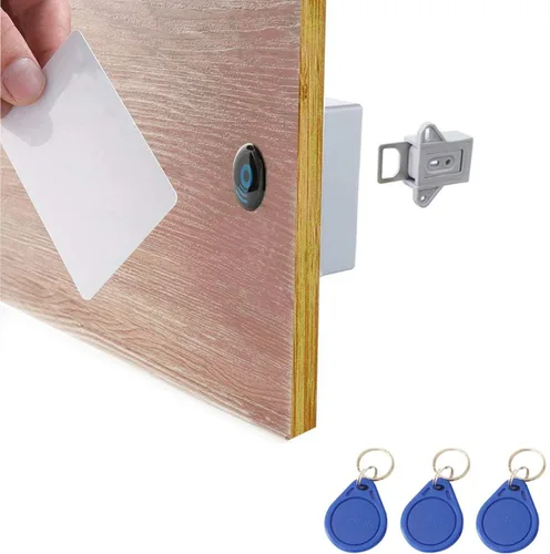 ETEKJOY Cerradura electrónica RFID para armarios oculta de bricolaje para armarios de madera, taquillas, cajones, alacenas (Gris)