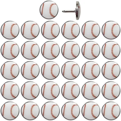 Pines de béisbol para tablero de corcho, mapas o alfileres de solapa, diseñados en los Estados Unidos, juego de 32 pines de béisbol
