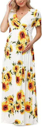 Miniatura 2 de Xpenyo Vestido Maxi de Maternidad para Mujer Casual Envolvente Largo para Baby Shower Embarazo