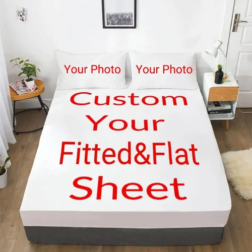 Juego de sábanas encimeras ajustables personalizadas con fotos, juego de cama personalizado de 3 piezas para todos los tamaños de cama, regalo