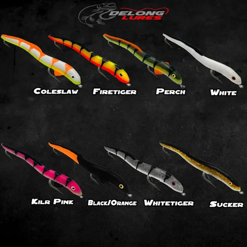 Miniatura 4 de Delong Lures Señuelos y cebos de pesca Jerk KILR EEL de 8 pulgadas, señuelos de pesca de agua salada y agua dulce, cebos para lubina de boca grande