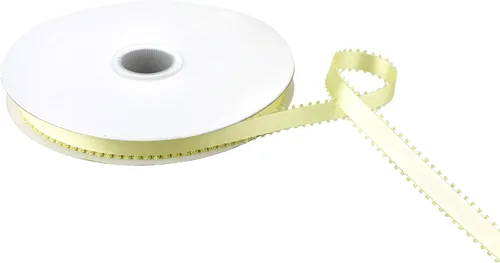 Miniatura 50 de Homeford Cinta de satén de doble cara con borde Picot, 50 yardas (3/8 pulgadas, oro antiguo)