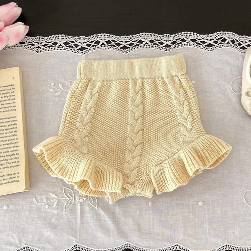 Miniatura 2 de Ashmyova Pantalones cortos de punto con volantes para bebés y niñas pequeñas
