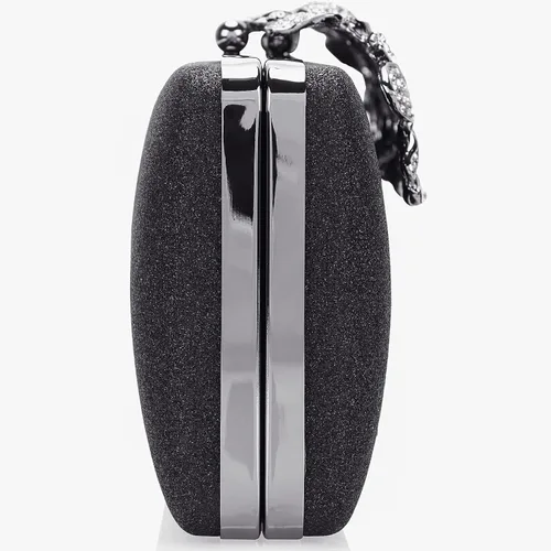 Miniatura 6 de Dexmay - Bolso de mano con diamantes de imitación con cierre floral de cristal, bolso de noche formal para mujer
