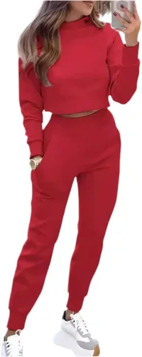 Miniatura 3 de Conjunto de sudadera y pantalón corto casual elegante, de dos piezas, con bolsillos, 95% poliéster, 5% elastano, ligeramente elástico