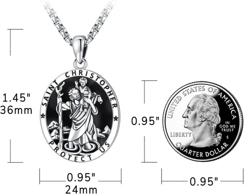 Miniatura 13 de Eusense San Miguel San Cristóbal San Benito San Judas Virgen María Collar chapado en oro 925 joyería religiosa para hombres y mujeres, collar