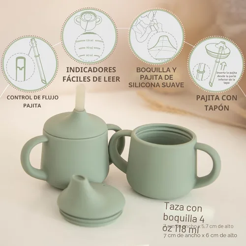 Miniatura 3 de Moonkie Vasos con Pajita de Silicona para Bebés Copa de Entrenamiento de 3 Etapas Copa con Pajita para Bebés, Niños Pequeños y Niños 4 oz 1