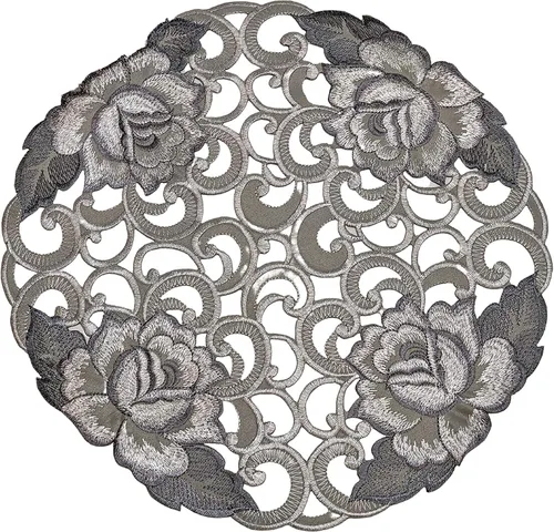 Miniatura 7 de Camino de chimenea con rosas de corte gris plateado en material hecho a mano, tamaño 84 x 27 pulgadas