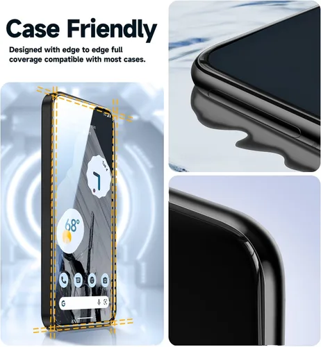Miniatura 6 de MAGIC JOHN Paquete de 2 protectores de pantalla de vidrio templado para Google Pixel 8 Pro, eliminación automática de polvo, sin burbujas