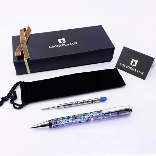 Miniatura 3 de Bolígrafo LACHIEVA LUX de concha de abulón, regalo de lujo para hombres y mujeres, recarga alemana P900M de 1.0 mm, bolígrafo ejecutivo en caja