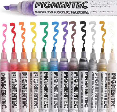 Miniatura 8 de Marcadores de pintura acrílica, juego de 12 rotuladores de pintura acrílica, marcadores de arte vibrante para clase, tablero de lienzo, cerámica