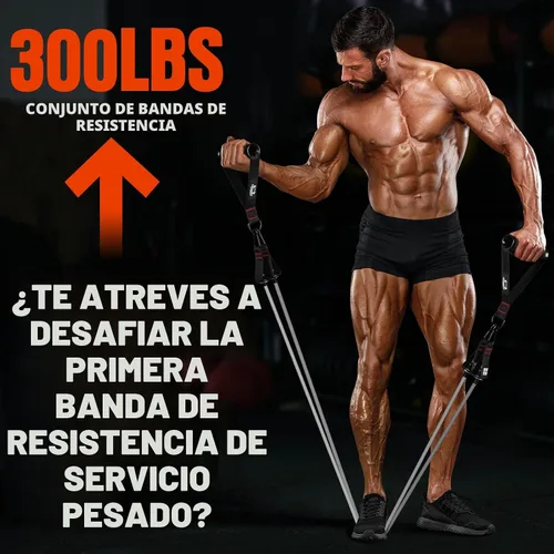 Miniatura 5 de Bandas de resistencia pesada para entrenamiento, bandas de ejercicio de 300 libras con asas, bandas de entrenamiento para hombres, juego de bandas