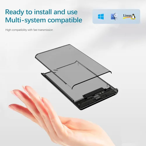 Miniatura 4 de Carcasa para disco duro de 2.5", Wansurs 6Gbps USB 3.1 Gen 1 a SATA III Caja de disco duro SSD sin herramientas para HDD y SSD SATA de 2.5 pulgadas