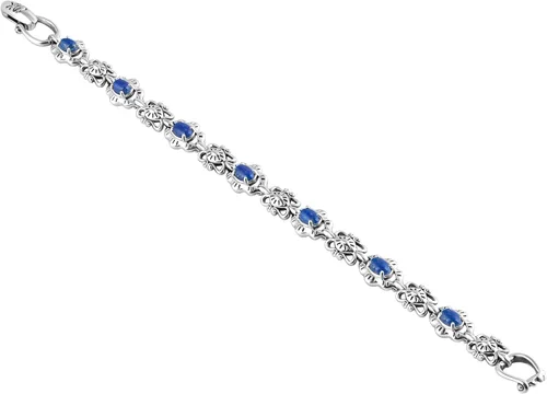 Miniatura 16 de American West Jewelry Pulsera de plata de ley con piedras preciosas de eslabones de concha, tallas pequeñas a grandes