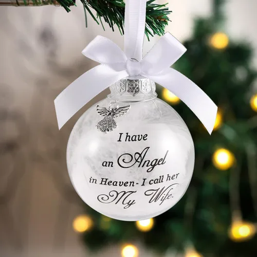 Miniatura 13 de Adornos Conmemorativos de Navidad Bola de Plumas Transparente, Bola de Impresión Boca Abajo 8cm/3.15'' Regalo de Duelo y Condolencia por la Pérdida