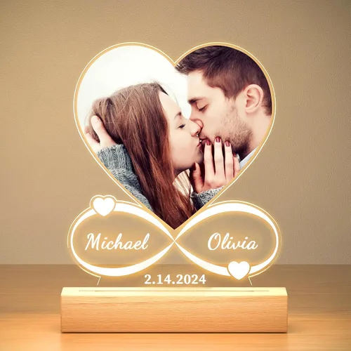 Regalos personalizados de aniversario para parejas: placa acrílica personalizada con imagen, marco de fotos en forma de corazón para regalo