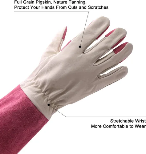 Miniatura 3 de HANDLANDY HLDD Long Gardening Gloves for Women Men - Leather Rose Pruning Gloves Thorn Proof - Breathable Working Glove Rosa