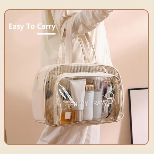 Miniatura 5 de DAPOWER Neceser de viaje para mujeres y hombres, bolsa de ducha grande para viajes/gimnasio, bolsa de playa transparente impermeable a prueba