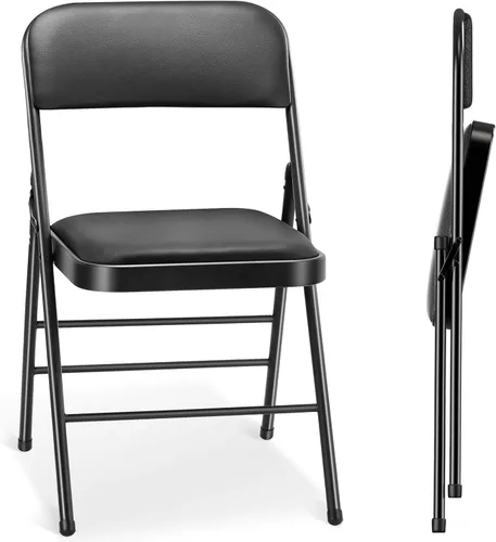 Miniatura 10 de cyclone sound Paquete de 2 sillas plegables con cojín y respaldo acolchados de poliuretano, sillas de metal de grado comercial con cómodo cojín