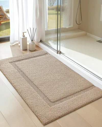 Miniatura 3 de Color&Geometry Alfombras de baño de color caqui, antideslizantes, grandes, absorbentes, de 17 x 30 pulgadas, alfombra de baño lavable, de secado