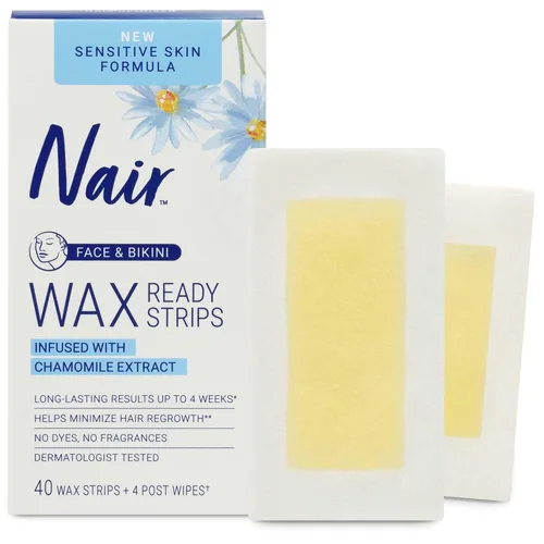 Miniatura 2 de Nair Tiras de cera para depilación sensible, tiras de cera para depilación facial y bikini, 40