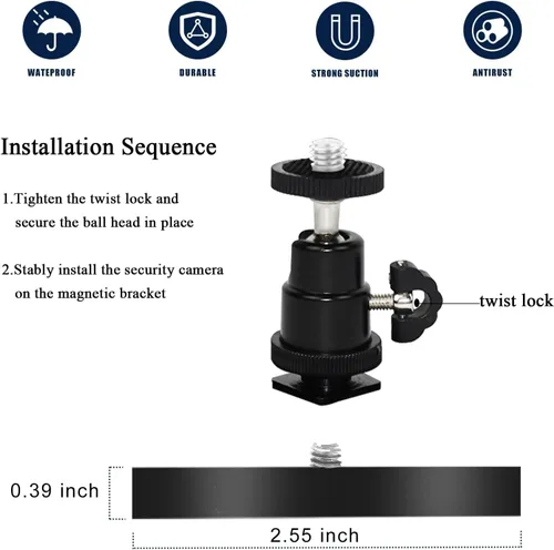 Miniatura 7 de Paquete de 2 soportes magnéticos para cámara compatibles con batería Ring Stick Up Cam (2ª, 3ª), Ring Outdoor Cam Plus, soporte magnético de pared