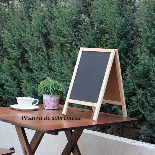 Miniatura 6 de Pizarra echada a un lado doble del marco de madera independiente para el tablero del menú de la mesa, letrero del mensaje de la boda Negro