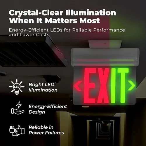 Miniatura 4 de LFI Lights Letrero de salida rojo iluminado en el borde Carcasa de aluminio cepillado de diseño moderno Todo LED Panel acrílico transparente