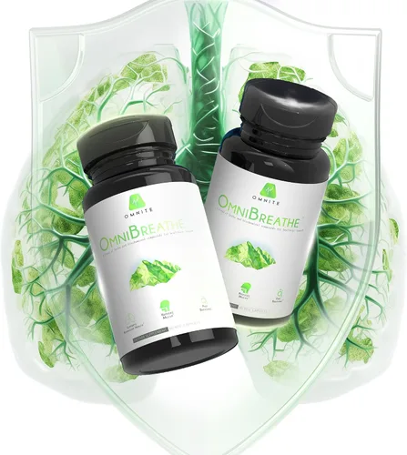 Miniatura 4 de OmniBreathe Suplemento de desintoxicación pulmonar y apoyo respiratorio Hoja de gordolobo, cordyceps, NAC y vitaminas para una respiración clara